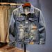 Men's High-End Retro Loose Fitting Denim Jacket Trendy Handsome Spring Autumn Top_viptrois.com
