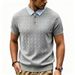 Summer Style Faux Two-Piece Short Sleeve Polo Shirt Shirt Collar T-Shirt Cable Knit Casual Knitwear For Men_viptrois.com