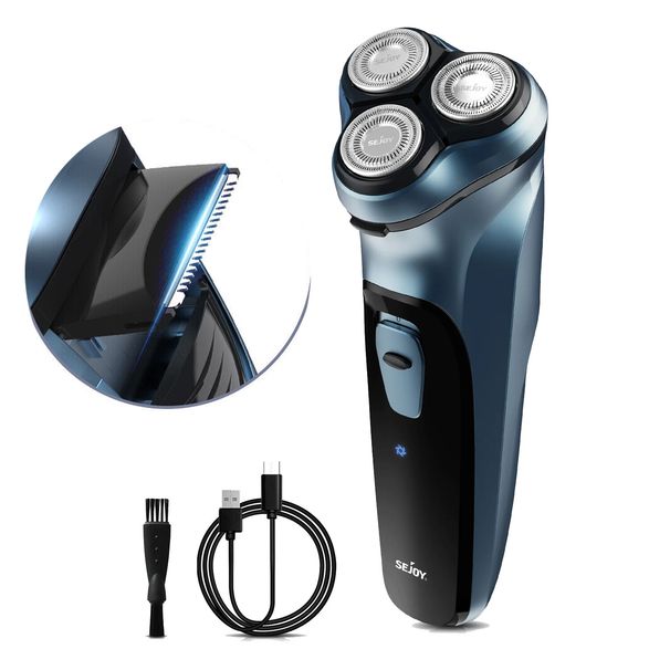 Men's Rotary Electric Shaver With Pop-Up Trimmer USB Cordless Beard Razor_viptrois.com