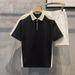 "Men's Slim-Fit Short-Sleeve Polo Shirt – Breathable Cotton Blend, Korean-Inspired Casual Top"_viptrois.com