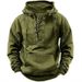 Pure Solid Color Cross-Border Independent Station Foreign Trade Plus Size Men's Retro Lace-Up Pullover Hooded Trendy Brand_viptrois.com