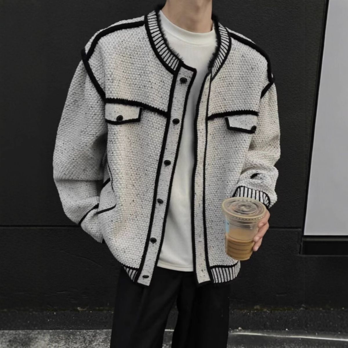 Unisex Knit Cardigan – Oversized Crochet Sweater With Chunky Cable Stitch (M/L/XL/2XL/3XL, Harajuku Streetwear, Polyester Blend, Wrinkle-Free)_viptrois.com