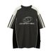 American sports splicing short-sleeved T-shirt men's summer loose cotton half-sleeved ins street trendy letter five-sleeve T-shirt_viptrois.com