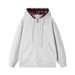 Men's Clothing American Plaid Cardigan Sweatshirt With Embroidered S Letter Loose Hooded Top Couple Trendy Brand Zipper Jacket_viptrois.com