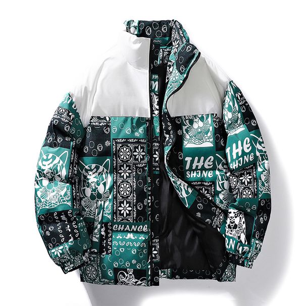 Men's Clothing Winter Thickened Cotton Coat For Men, Trendy Brand New Stand Up Collar Coat, Cotton Jacket, Loose Bread Coat, Warm Down Cotton Coat_viptrois.com