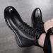 Genuine Leather Martin Boots Men's High-top Heightening Korean Version Leather Boots Trendy Men's Tooling Locomotive Boots_viptrois.com