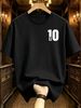 Maglietta Uomo Cotone 180g Stampa Silhouette Calcio Numero 10 Minimalista Maniche Corte Sport Casual Vestibilità Regolare_viptrois.com