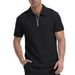 Men's Waffle-Knit Half-Zip Polo Shirt – Stylish & Breathable Summer Top (White/Light Grey/Black/Army Green/Khaki) – S-XXXL_viptrois.com