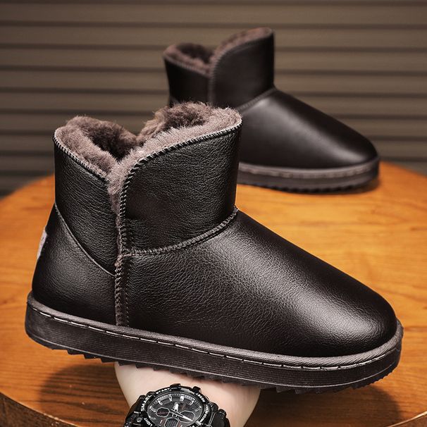 Winter Snow Boots Men's New Fur Integrated Warm Piled Thickened Leather Waterproof Casual Sports Cotton Shoes_viptrois.com