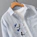 Men's Trendy Embroidered Long Sleeved Shirt, New Casual And Versatile Artistic Loose Top_viptrois.com