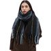 Unisex Scarf with floral fringe striped scarf shawl_viptrois.com