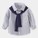 Simple Spring And Fall Fashion Casual Long Sleeve Shirt For Boys Comfortable Children With Cape Striped Top_viptrois.com