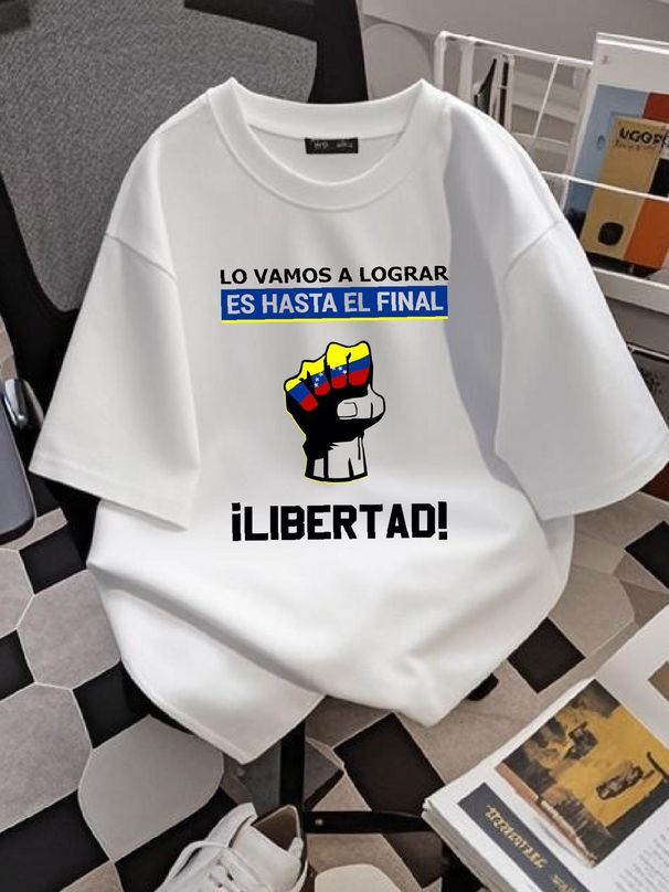 Estoy Con Venezuela Hasta El Final Proud Venezuelan Libre White T-Shirt S-5XL Streetwear Stylish Fashion Top For Everyday Wear Homme Breathable_viptrois.com