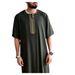 Men's Clothing New Middle Eastern Retro Muslim Mid Sleeve Embroidery Ethnic Style Moroccan Men's Robe Side Pockets_viptrois.com