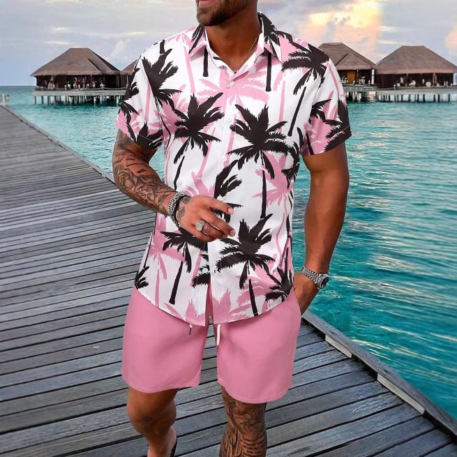 Men's Clothing Irregular Digital Printing Short Sleeved Suit_viptrois.com