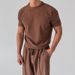 Men's Clothing Spring And Summer New Texture Men's Round Neck T Shirt Tops Casual Trousers Fashionable Men's Suit_viptrois.com