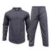 Men's Casual Sporty Button-Up Shirt & Long Pants 2-Piece Set - Lightweight Cotton Blend, Comfort Fit For Spring/Autumn (S-XXXL, Multiple Colors)_viptrois.com