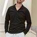 Men’s Classic Long-Sleeve Polo Shirt – Breathable Poly-Cotton Blend, Relaxed Fit For Casual & Smart Wear (S-XXXL, Black/White/Amber)_viptrois.com