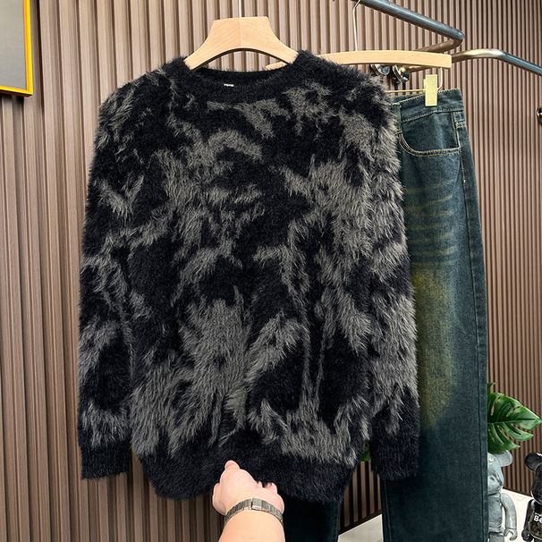 Soft And Sticky Sweater For Men, Thickened And Warm Men's Knitted Sweater, Jacquard Sweater Jacket_viptrois.com