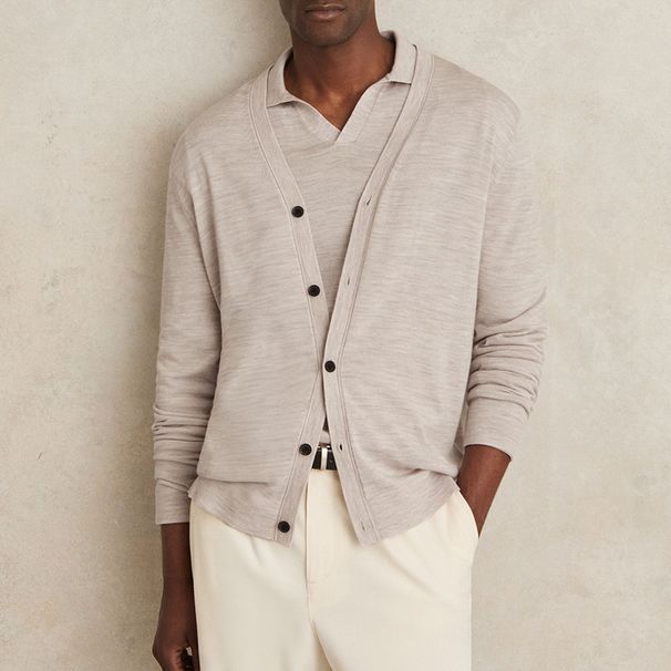 Men's Slim-Fit Knit Cardigan – Long Sleeve Shawl Collar Sweater Coat (Breathable Cotton-Blend, Ribbed Hem, S-XXXL, Neutral Tones, Layering Essential)_viptrois.com