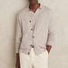Men's Slim-Fit Knit Cardigan – Long Sleeve Shawl Collar Sweater Coat (Breathable Cotton-Blend, Ribbed Hem, S-XXXL, Neutral Tones, Layering Essential)_viptrois.com