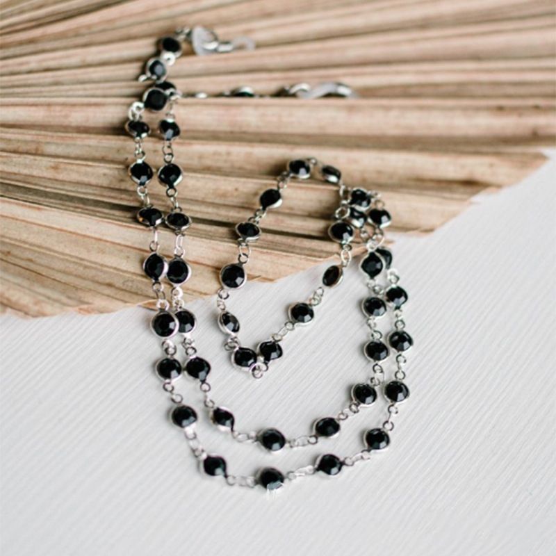 Accessories Fashion Black Rhinestone Rope Colorful Crystal Neck Metal Anti-Slip Glasses Hanging Chain_viptrois.com