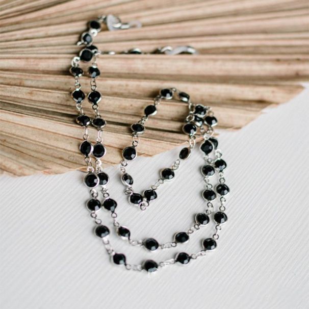 Accessories Fashion Black Rhinestone Rope Colorful Crystal Neck Metal Anti-Slip Glasses Hanging Chain_viptrois.com