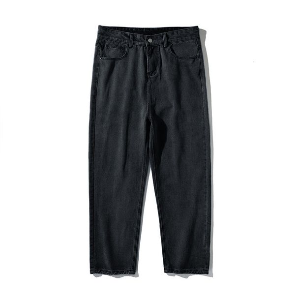 Men's Clothing Korean And Japanese Men's Clothing 2025 Spring New Simple Solid Color Jeans Men's Washed Loose Straight Long Pants_viptrois.com