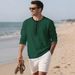 Men's Premium Linen Henley Neck Long Sleeve T-Shirt - Breathable Relaxed Fit Casual Top (White/Grey/Black/Khaki/Light Blue/Army Green) - S-XXXL_viptrois.com