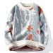 Men's Classic Round Neck Sweater - Thick Knit Pullover For Teens & Adults (White/Black/Bluish, M-3XL, Polyester Blend, Machine Washable)_viptrois.com