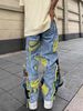 Men's Clothing High Street Brushed Embroidered Jeans Men's Hiphop Street Straight Loose Floor Mopping Trousers_viptrois.com