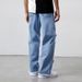 Men's Clothing Ripped loose straight jeans large size men's denim splicing casual pants manufacturers_viptrois.com