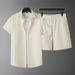 Men's Clothing Spring And Summer New Men's Casual Sports Suit Knitted Pattern Fashion Loose Short Sleeve Two Piece Suit_viptrois.com