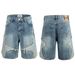 Men's Clothing Five Pointed Star Splicing Denim Shorts American High Street Loose Straight Men's And Women's Shorts Trend_viptrois.com