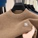 Loom Loom Mink Velvet Half Turtleneck Knitwear Men's Autumn Winter Trendy Embroidered Base Sweater Warm Loose Plus Size Inner Wear_viptrois.com