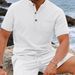 Men's Plus Size Solid Color Waffle Knit Casual Pocket Henley Shirt With Short Sleeves Breathable Design For Men Shorts Set_viptrois.com