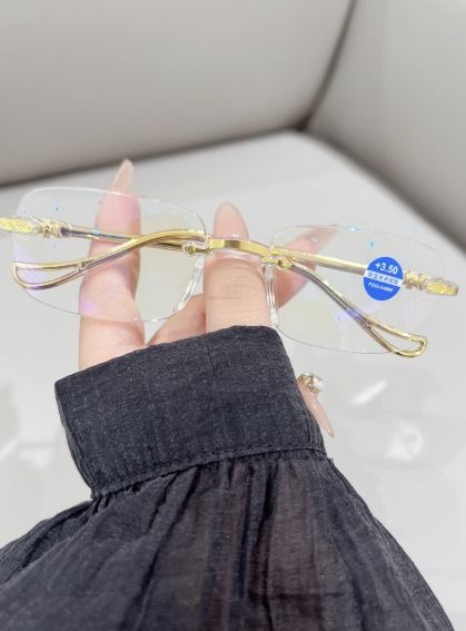 High-end Rimless Women, Middle-aged And Elderly, High-definition, Blue Light Blocking, Fashionable Reading Glasses For_viptrois.com