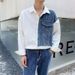 Cowboy patchwork long sleeved shirt men's spring and autumn new style long sleeved niche design, contrasting color shirt jacket_viptrois.com