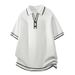 Summer Preppy Style Knitted Polo Shirt Men's Short Sleeve Collared Color Blocked Breathable Casual Loose Top Trendy New Arrival 2026_viptrois.com
