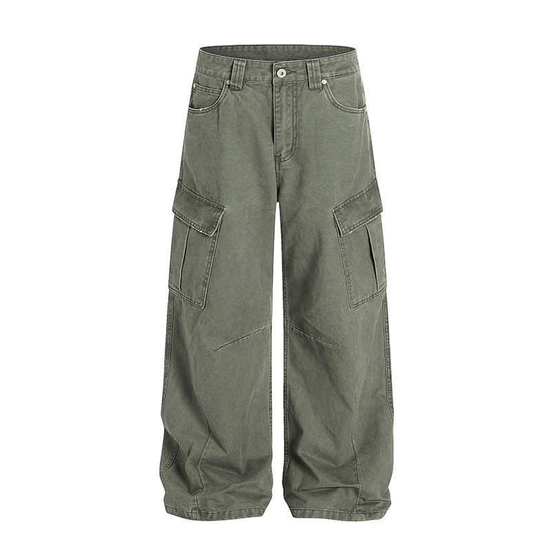 Muqiu Men's Clothing | American Street Retro Deconstruction Scimitar Casual Pants Men's Vibe Loose Straight Wide-leg Overalls_viptrois.com