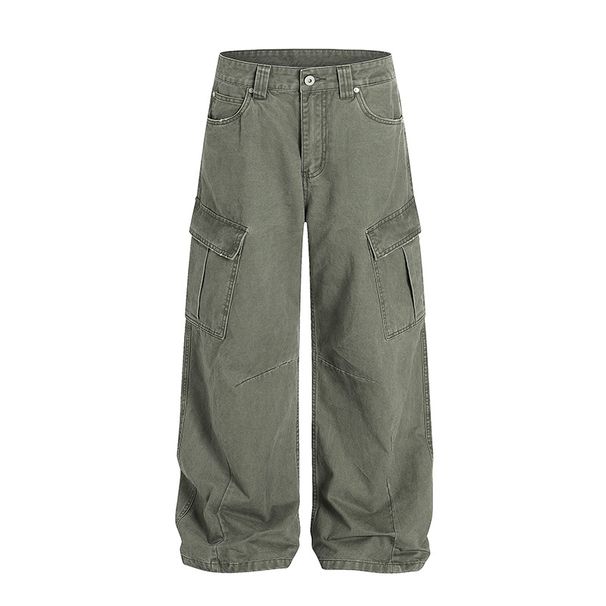 Muqiu Men's Clothing | American Street Retro Deconstruction Scimitar Casual Pants Men's Vibe Loose Straight Wide-leg Overalls_viptrois.com