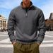 Men's Half-Zip Ribbed Stand Collar Sweatshirt - Casual Loose Pullover Fleece-Lined Hoodie For Winter & Autumn_viptrois.com