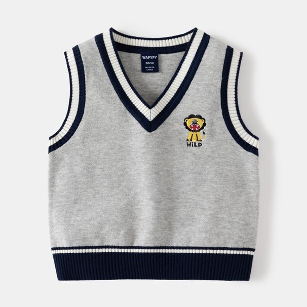 kids'clothing Boy's sweater vest baby V-neck sleeveless sweater_viptrois.com