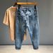 Men's Clothing Autumn And Winter New Men's Fashion Brand Retro Casual Loose Harem Tapered Daddy Non Stretch Denim Trousers_viptrois.com