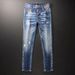 Men's Clothing Jeans - Vintage Washed Denim Pants With Handmade Rips Tching, Straight Leg Comfort Stretch For Casual Wear_viptrois.com