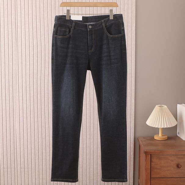 Men's Summer Thin Fit Mid Waist Straight Leg Jeans Wrinkle Free 2K122 Mulberry Silk Breathable Denim Jeans_viptrois.com