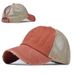 Washed baseball ponytail trendy curved brim net cap, spring/summer women's outdoor sports sun hat_viptrois.com
