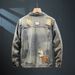 Men's Retro Ripped Denim Jacket Trendy High End Street Style American Spring Autumn New Cool Fashion_viptrois.com