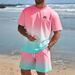 Men's Clothing Summer New Short Sleeved Shorts Seaside Leisure 3D Small Coconut Tree Print Beach Suit_viptrois.com