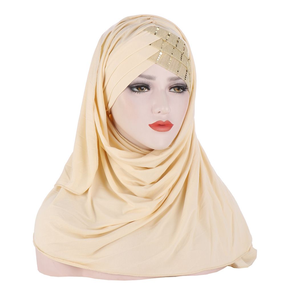 Unisex Milk silk forehead glitter with milk silk scarf hat hat_viptrois.com